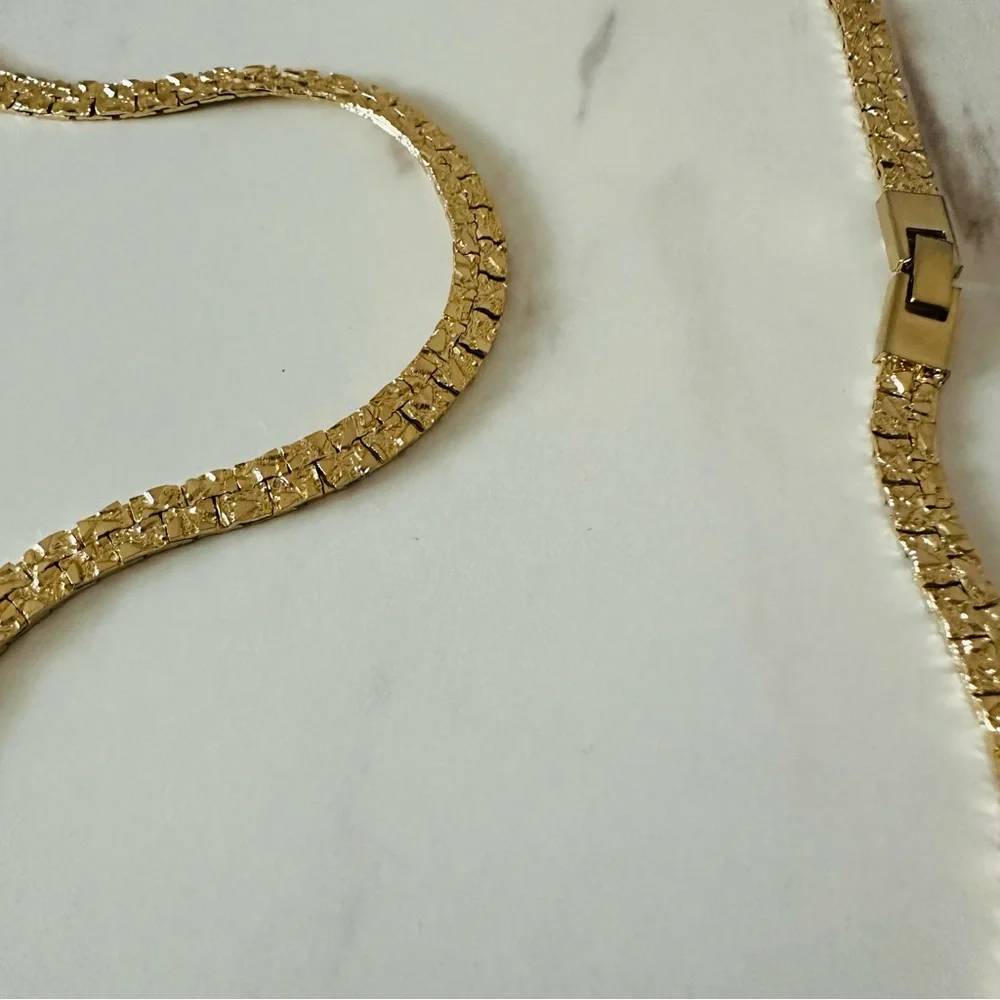Golden Nugget Style Vintage 24” Gold Plated Necklace - Picture 11 of 13
